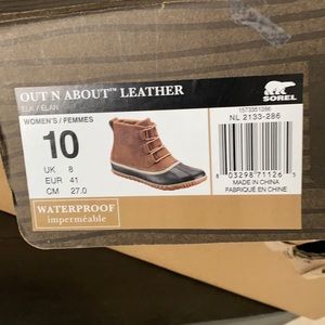 Sorel, out n about leather boot, size 10